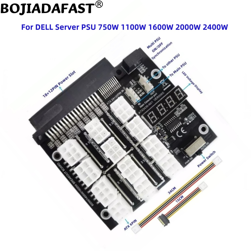 12 Ports PCIE 6Pin Connector S - đánh giá và giá 2400W Server Psu Breakout Board